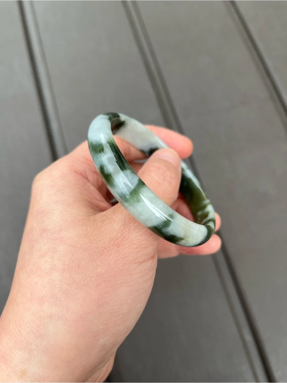 BW105-L 56.5mm Certified Untreated Grade A Burmese Jadeite Bangle Jade Bracelet